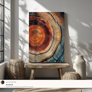 Elegant Tree Rings Nature Abstract Nordic Wall Art with organic charm, bold elegance, and the natural beauty of wood grain.