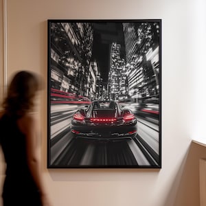 Poster da parete Supercar Porsche 718 Boxster GTS, stampa di lusso in bianco e nero (carta opaca, colori vivaci, diverse dimensioni) V_1453