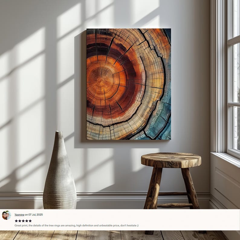 Elegant Tree Rings Nature Abstract Nordic Wall Art with organic charm, bold elegance, and the natural beauty of wood grain.