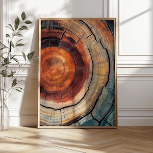 Elegant Tree Rings Nature Abstract Nordic Wall Art with organic charm, bold elegance, and the natural beauty of wood grain.