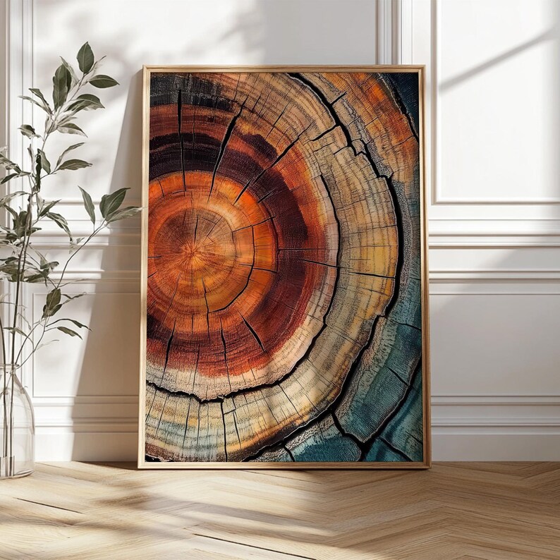 Elegant Tree Rings Nature Abstract Nordic Wall Art with organic charm, bold elegance, and the natural beauty of wood grain.