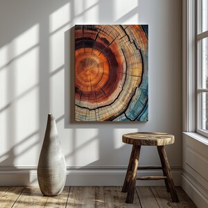 Elegant Tree Rings Nature Abstract Nordic Wall Art with organic charm, bold elegance, and the natural beauty of wood grain.