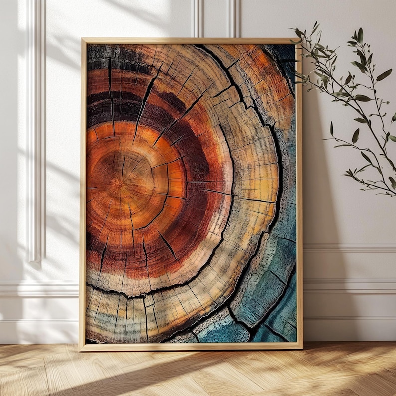 Elegant Tree Rings Nature Abstract Nordic Wall Art with organic charm, bold elegance, and the natural beauty of wood grain.