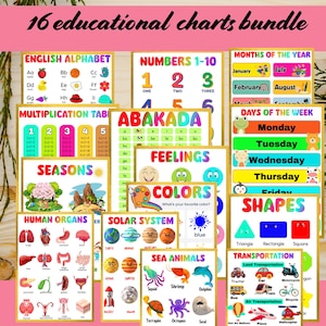 16 educatieve kaarten A4-formaat educatieve poster