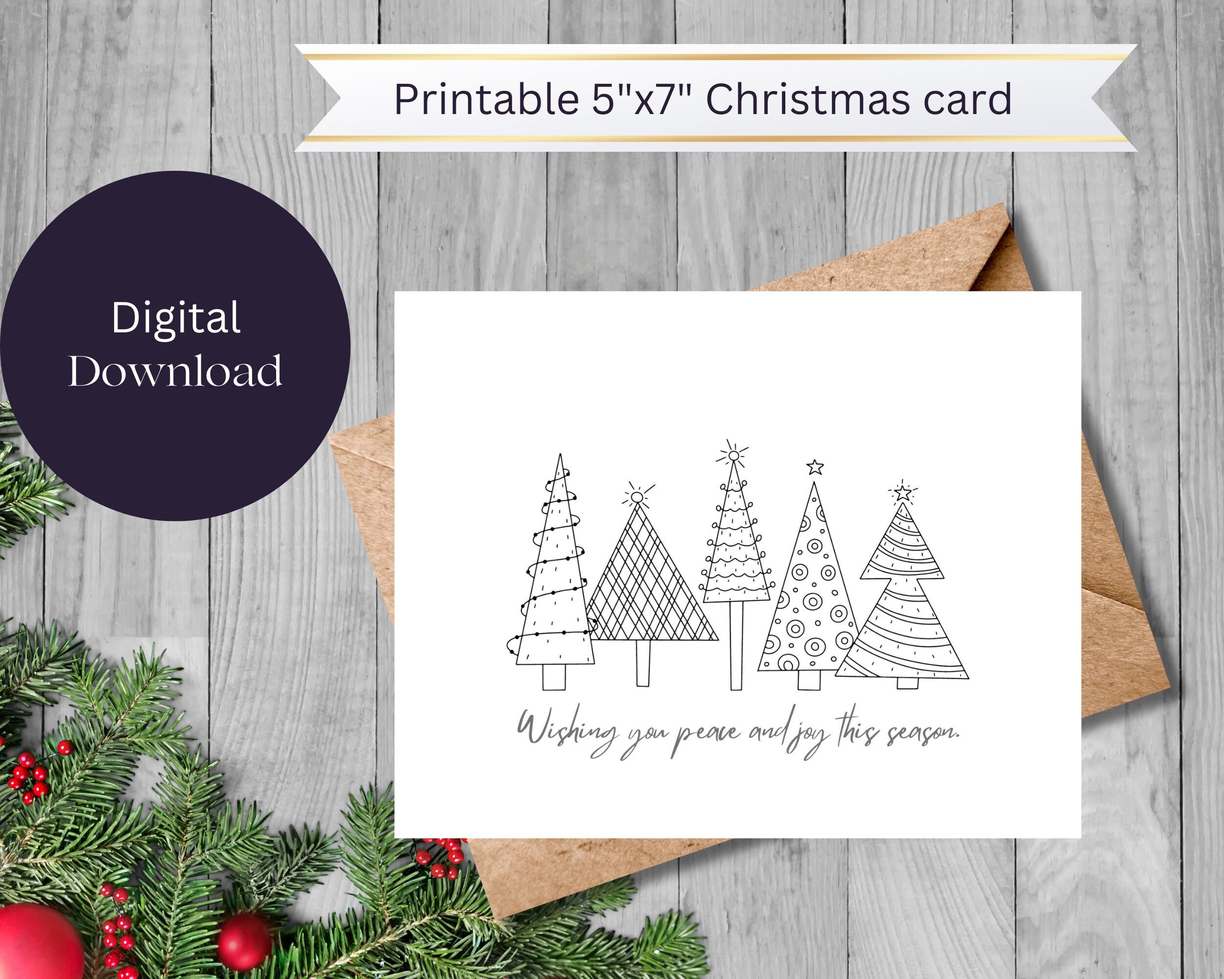Printable Christmas Card, Printable Holiday Card, Merry Christmas Card ...