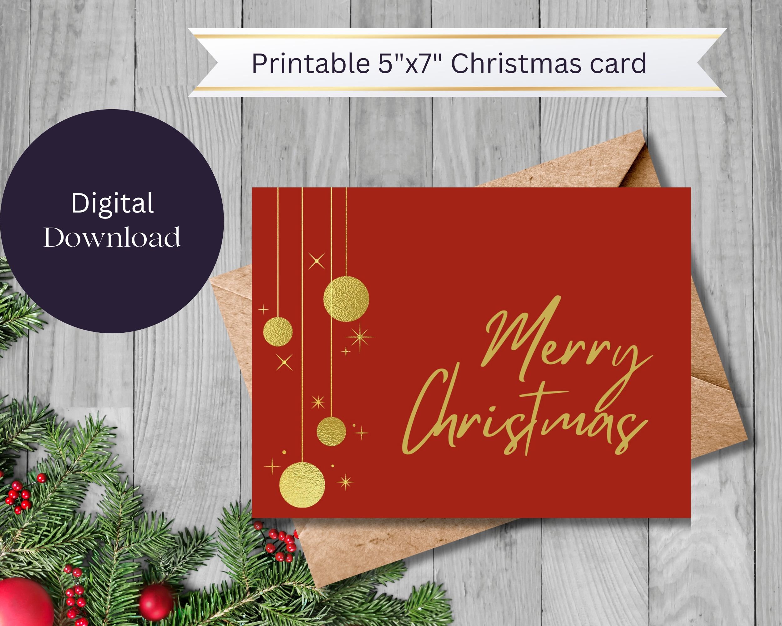 Printable Christmas Card Printable Holiday Card Merry Christmas Card 