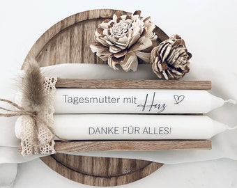 Tagesmutter Geschenk | Stabkerze personalisiert | Tagesmutter mit Herz | Danke für alles