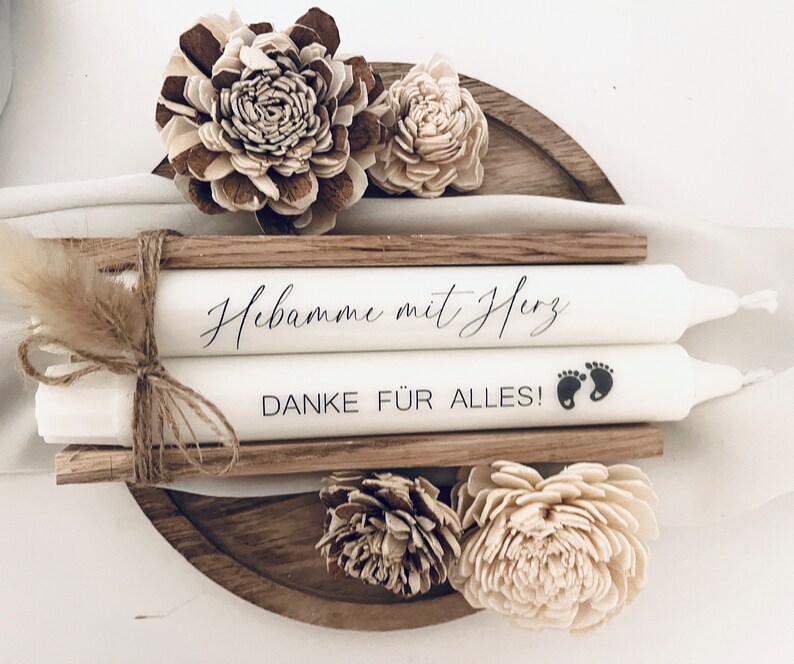 Hebammen Geschenk Stabkerze personalisiert Hebamme mit Herz Kerze Dankeschön Geschenkset Hebamme Geschenk Bild 5