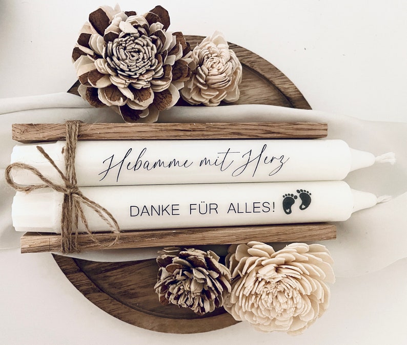 Hebammen Geschenk Stabkerze personalisiert Hebamme mit Herz Kerze Dankeschön Geschenkset Hebamme Geschenk Bild 6