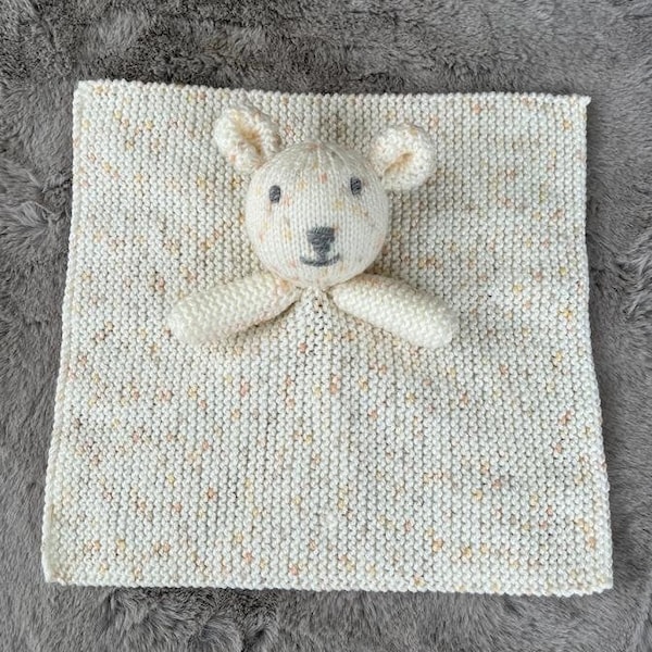 Doudou tricoté main | Couverture pour bébé | Nouveau cadeau pour bébé | Couverture ours | Couverture ours en peluche