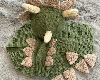 Handmade Dino Set - Triceratops Edition!! | Hat, mittens and scarf | 1 - 2 years | Unisex kids set