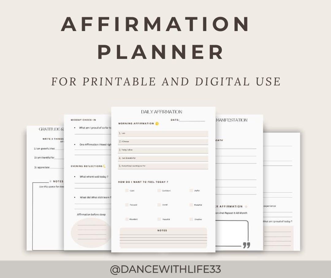 Affirmation Planner Printable 2026| Daily Positive Affirmations Journal ...