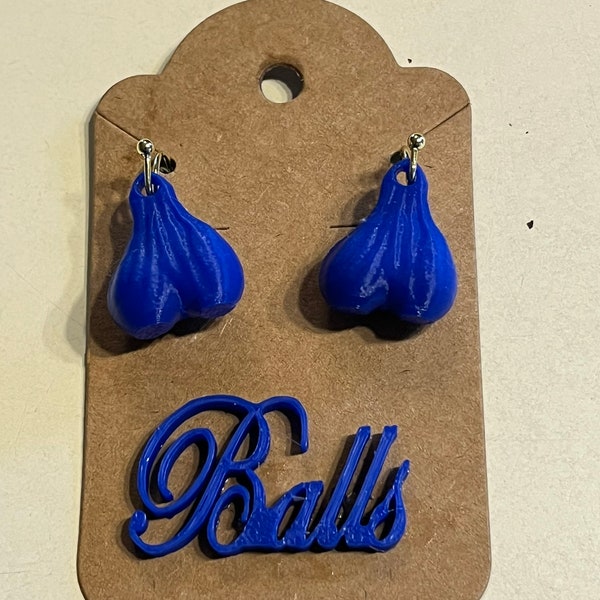 Gag Gift Blue Ball Earrings