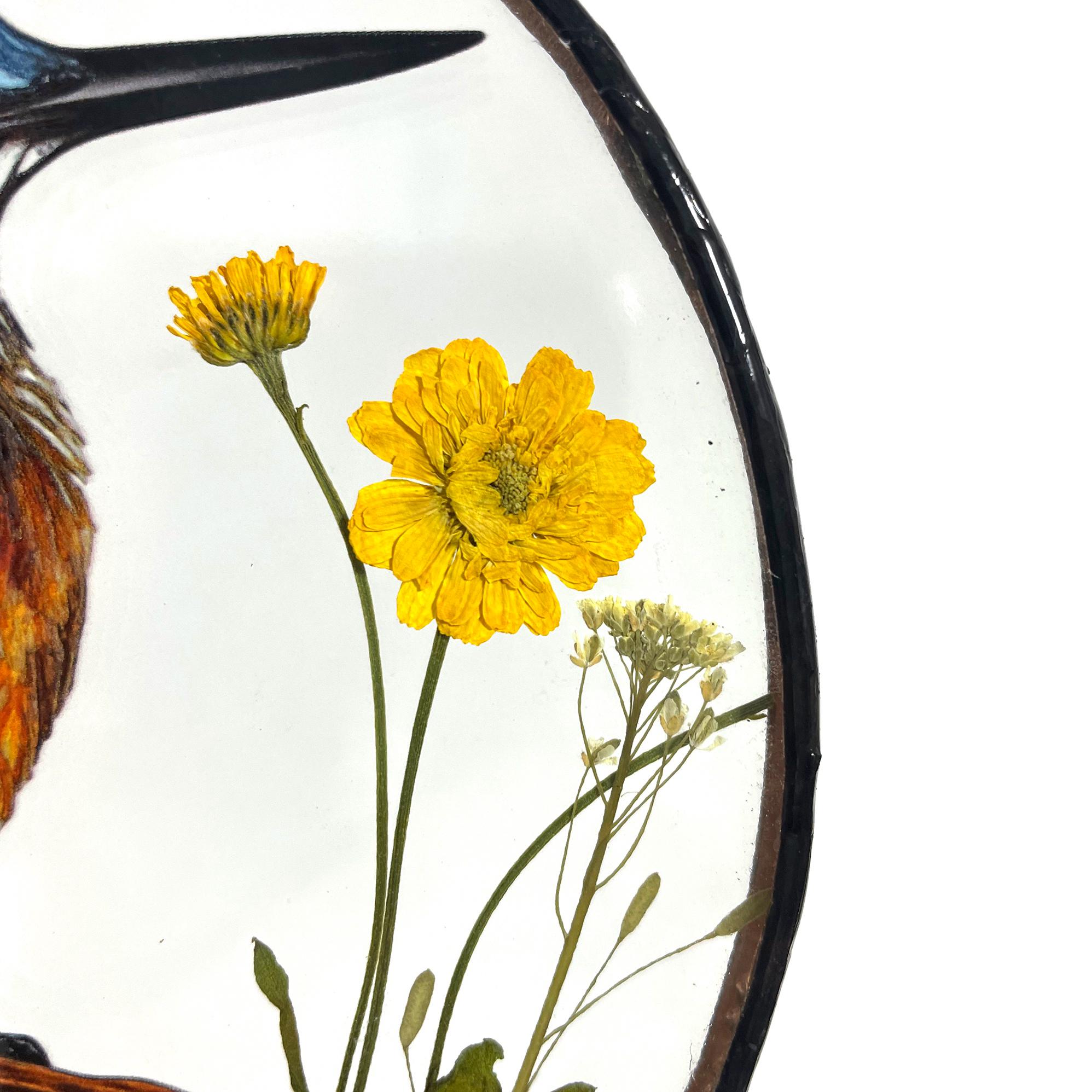 20,3 Cm Buntglas Sonnenfänger Mit Getrockneten Blumen – Fensterdekoration, Geschenk Für Frauen