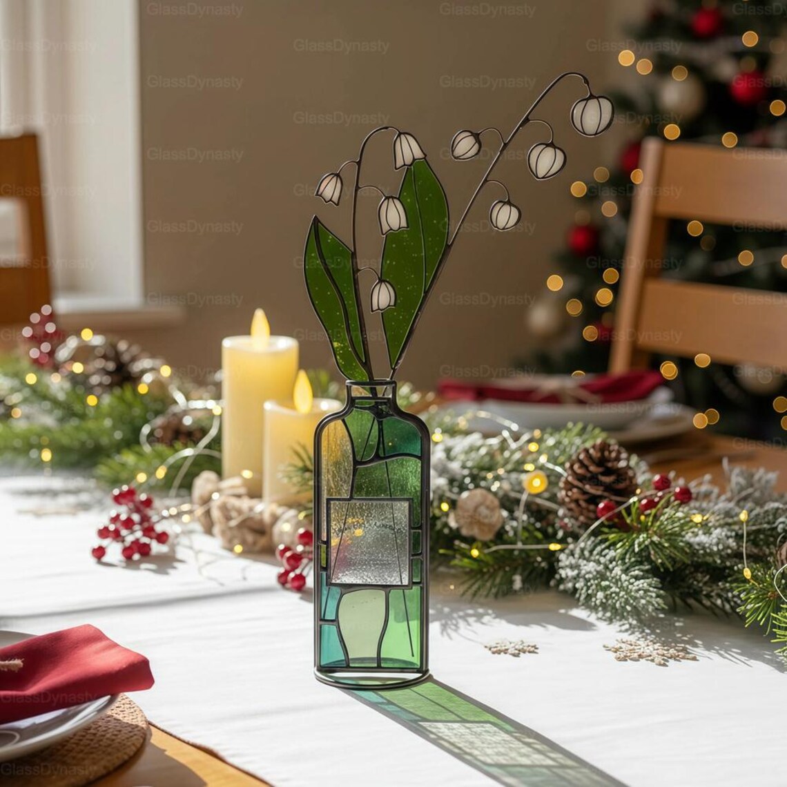 Personalized Lily of the Valley Stained Glass Suncatcher - Botanical ...