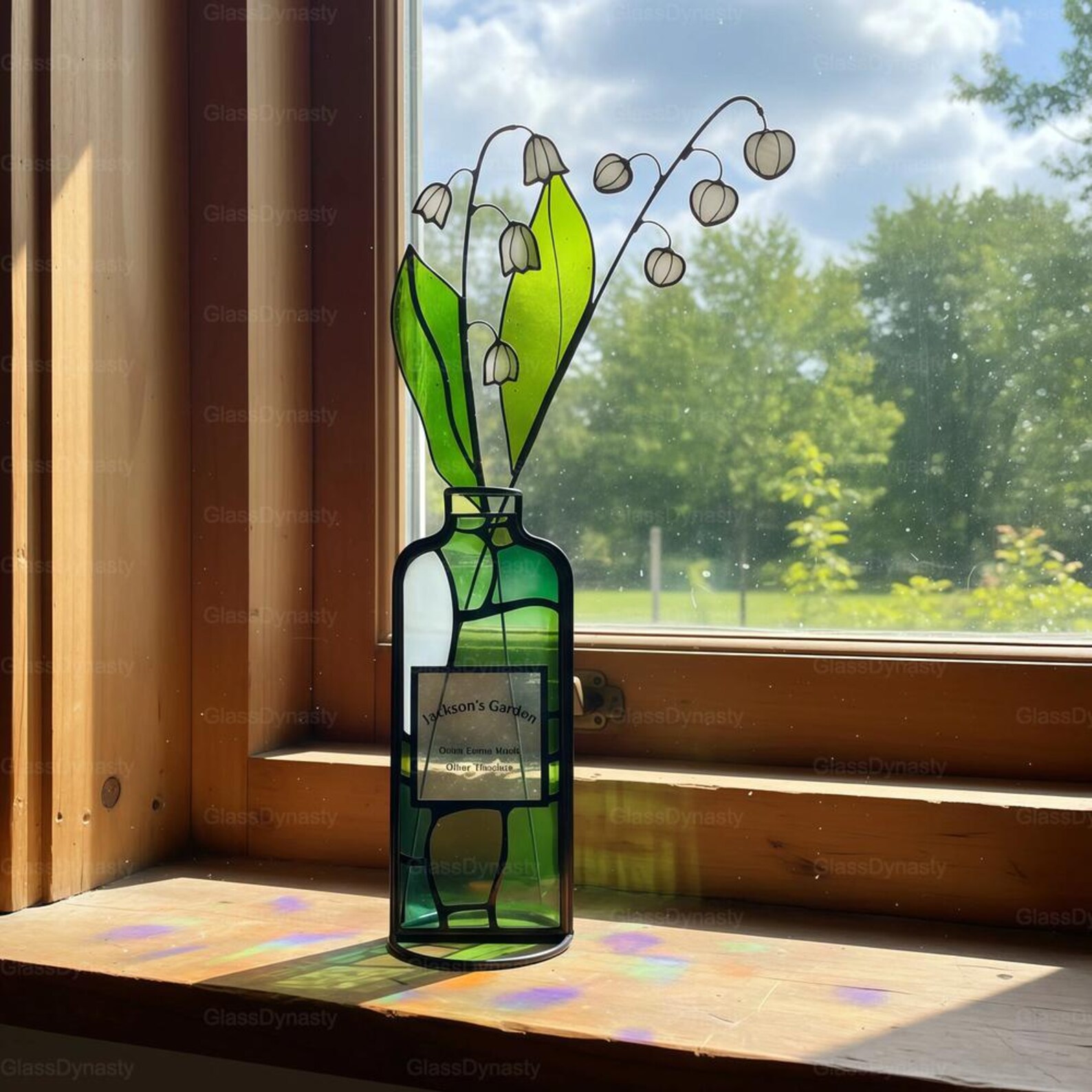 Personalized Lily of the Valley Stained Glass Suncatcher - Botanical ...
