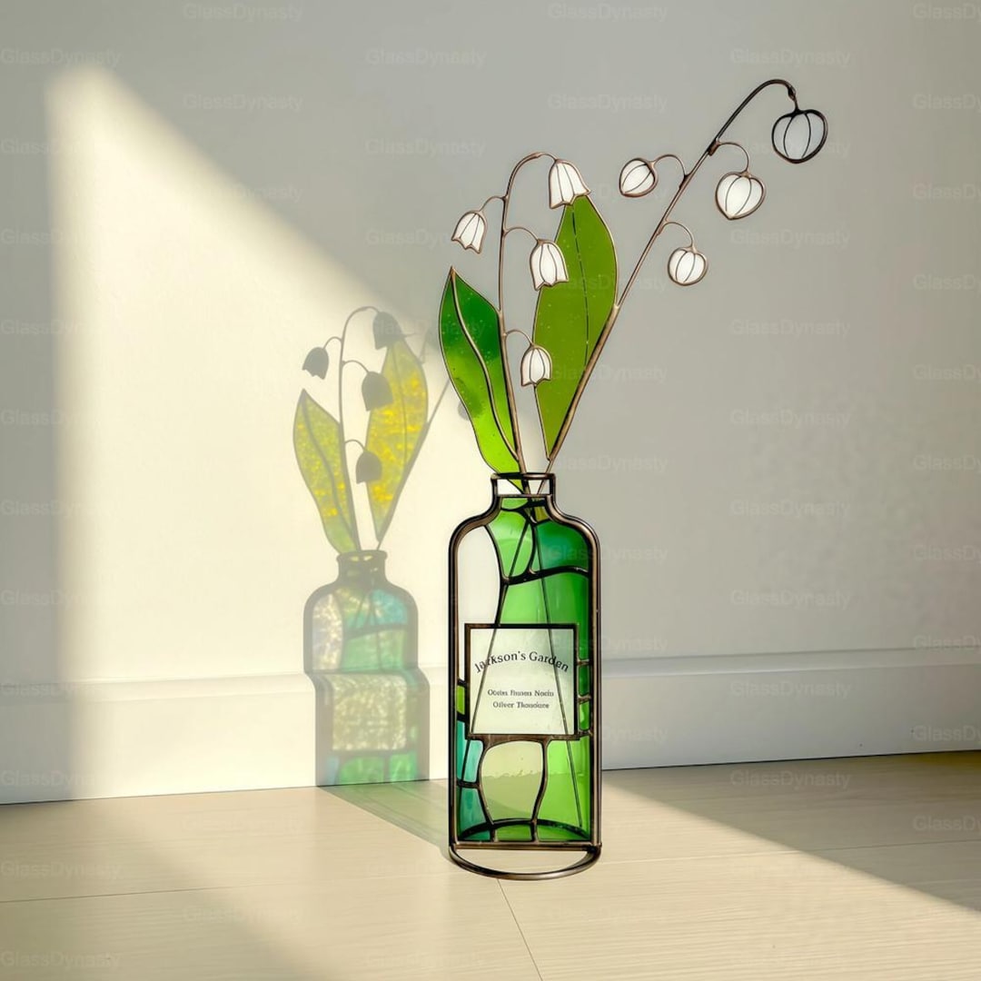 Personalized Lily of the Valley Stained Glass Suncatcher - Botanical ...