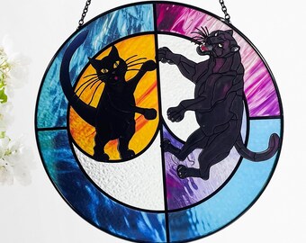 Mindset is Everything Black Cat to Panther Suncatcher, Indoor Decor, Window Hanging, Wall Art, Gifts, Inspirational Decor, Sun Catcher