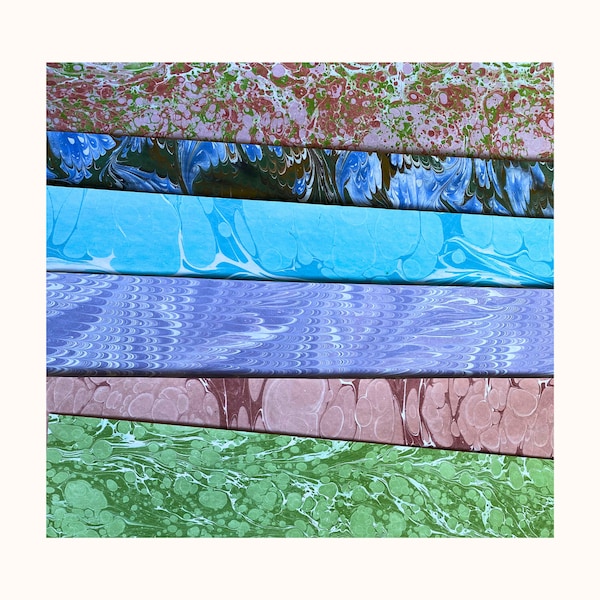 Hand Marbled Papers - A3 size- for bookbinding, decoupage, stationery crafts or restoration – SELECTION