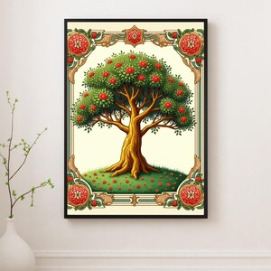 Tree of Life Printable Wall Art – Digital Indian Folk Floral Design – Boho Persian Vintage Home Décor Download Now