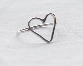 Handmade Heart Ring: Sterling Silver or 9ct Gold