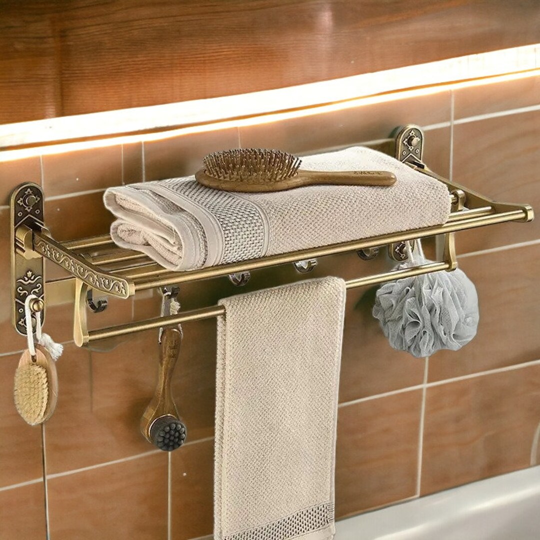 Antique Bath Towel Rack Bathroom Towel Holder Double Towel Shelf Towel ...
