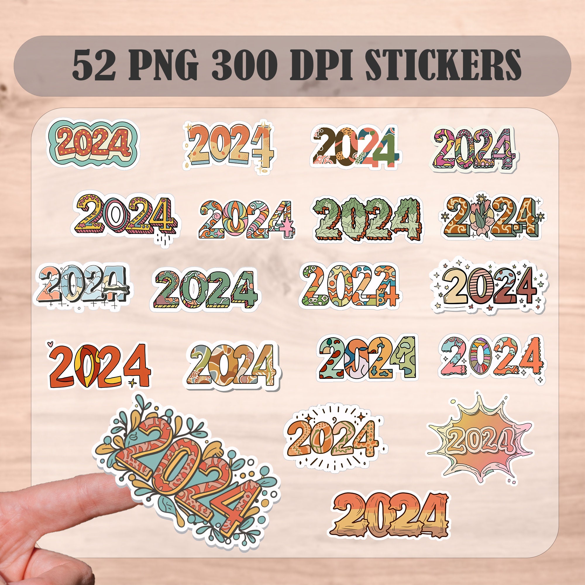 2024 Sticker, Sticker Png Bundle, Printable Stickers, Sticker Designs