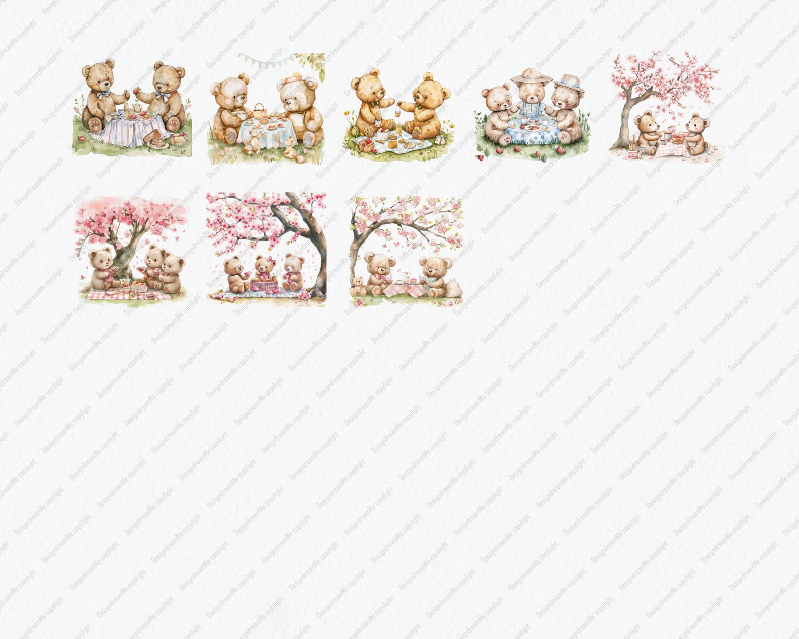 Teddy Bear Picnic Clipart Pack, Digitaldownload-28 PNG Files-high