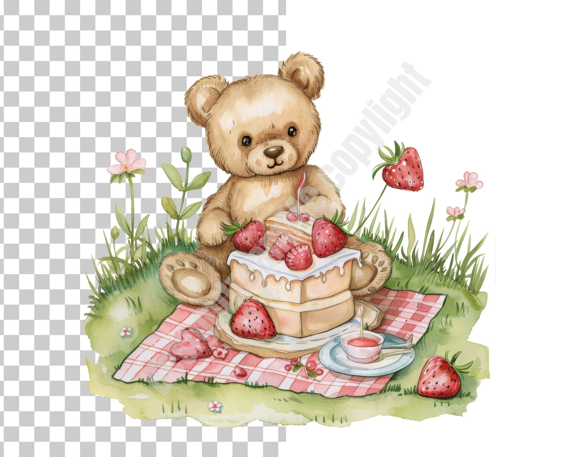Teddy Bear Picnic Clipart Pack, Digitaldownload-22 PNG Files-high ...