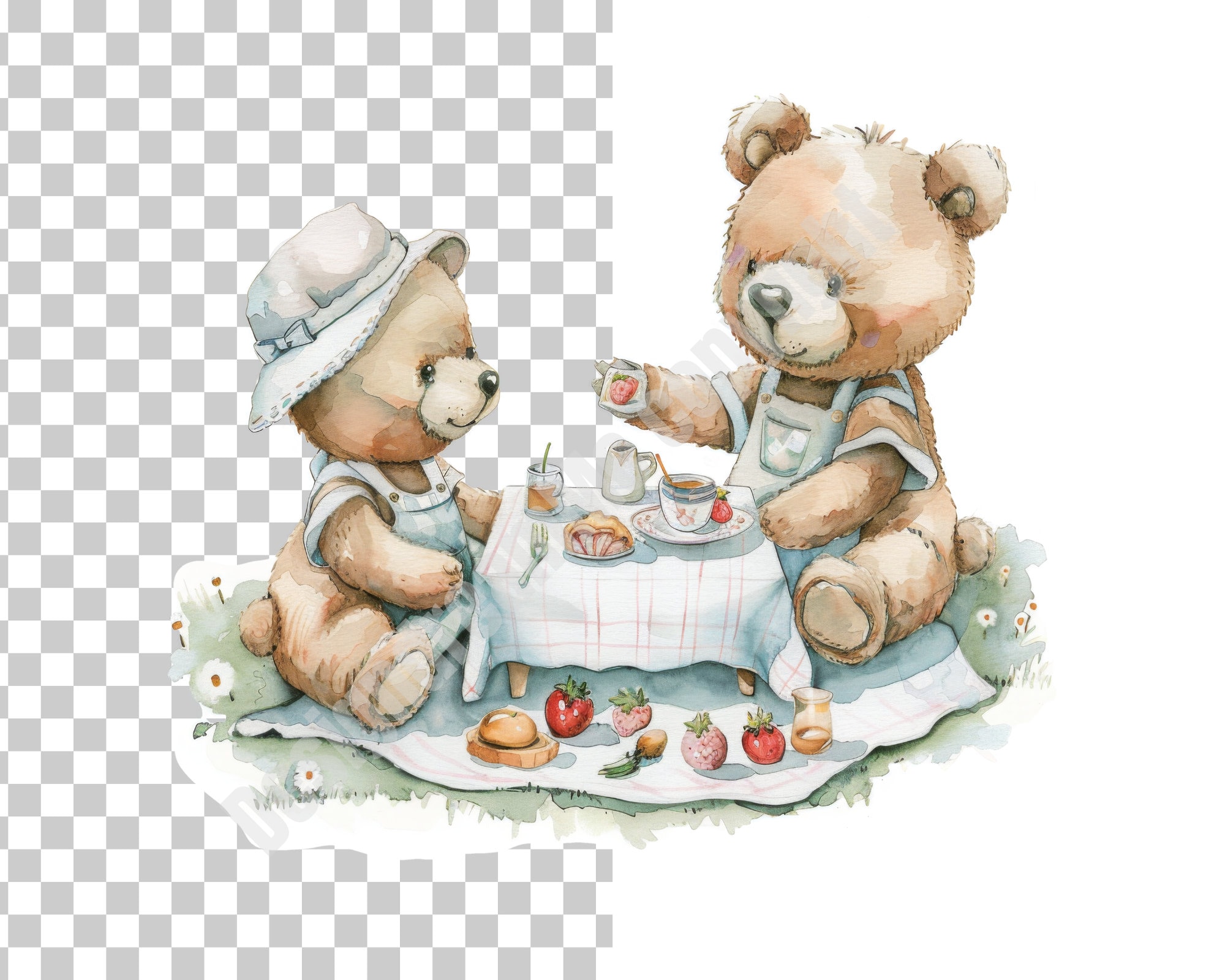 Teddy Bear Picnic Clipart Pack, Digitaldownload-28 PNG Files-high