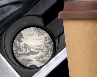 Posavasos para coche de toile francés: portavasos absorbente de esteatita