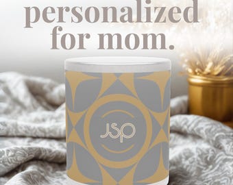 Personalized Monogram Mug: Mid-Century Modern Coffee Cup, Custom Drinkware