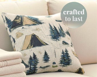 Camping Throw Pillow Mountain Decor Pillow Cabin Decor Rv Interior Accessory Nature Lover Gift Adventure Themed Cushion Wilderness Accent