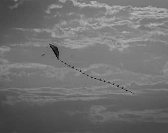 Kite Flying on Black and White
