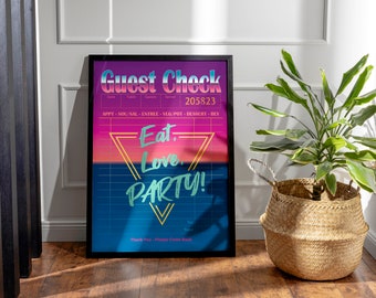 ZONSONDERGANG aangepaste jaren 80 retro stijl gast cheque Wall Art Print College slaapzaal decor cadeau voor hem Bar winkelwagen Art Print Feel Good Vibes cadeau voor haar