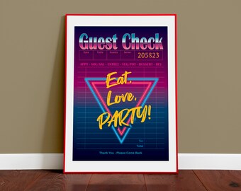 Aangepaste jaren 80 retro stijl gast check Wall Art Print College slaapzaal decor cadeau voor hem Bar winkelwagen Art Print Feel Good Vibes cadeau voor haar