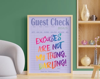 Benutzerdefinierte Gast Check Print Große Wand Kunst College Wohnheim Dekor Geschenk für sie Bar Warenkorb Kunstdruck Geschenk für ihn Preppy Wand Kunst Druck