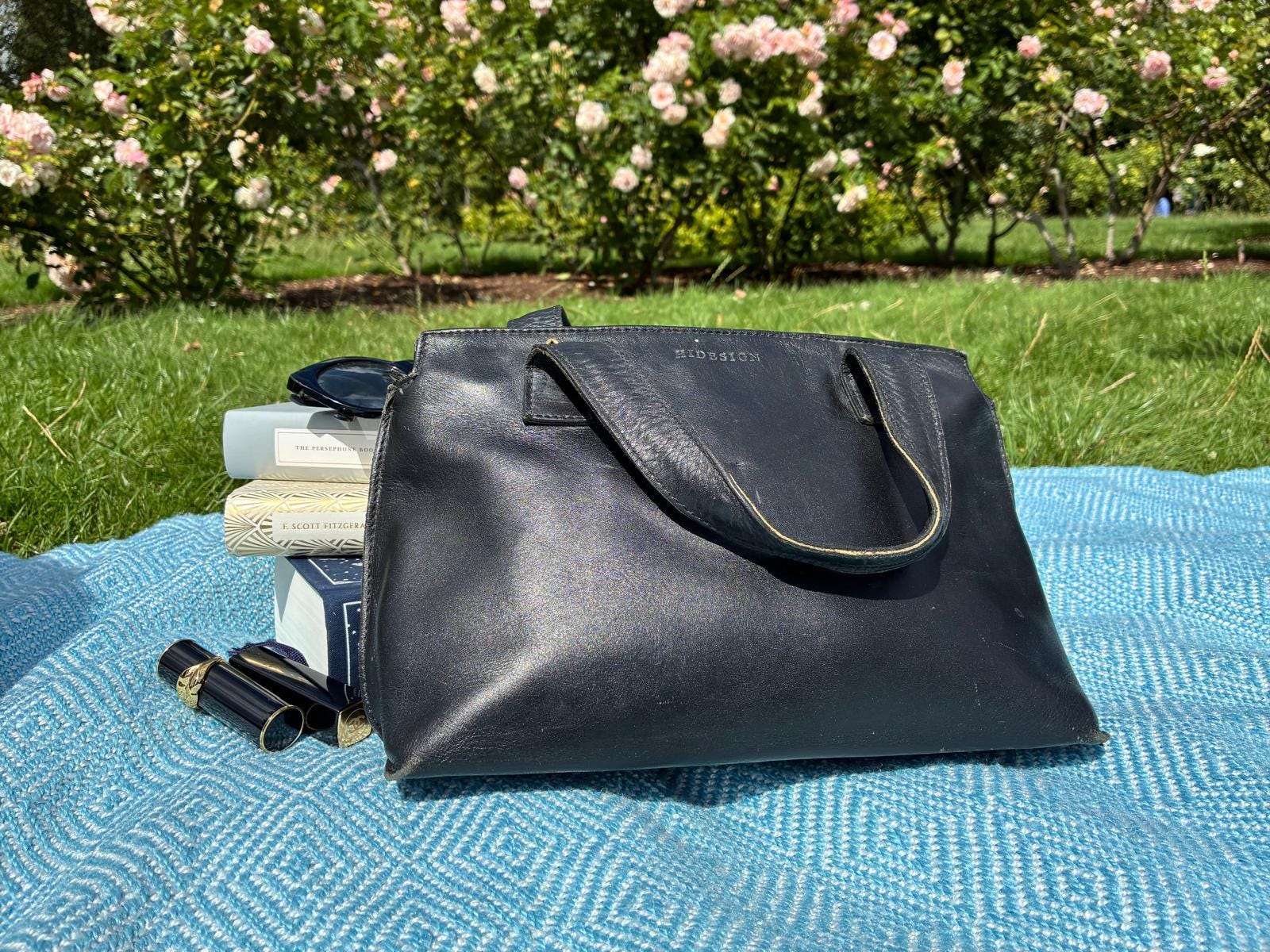 Vintage HIDESIGN Black Leather Tote Bag I Indian Luxury Leather 