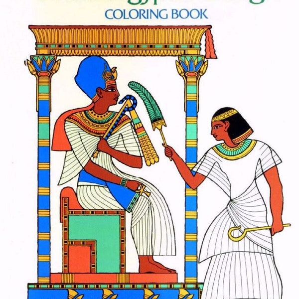 Vintage Coloring Book for Adults, Ancient Egyptian Design, Digital Download, Printable PDF