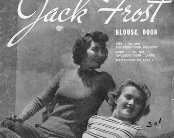 Vintage 1940s, Blouse Book, Jack Frost Vol. 38, Knitting Patterns, PDF Instant Download