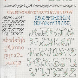 Backstitch Alphabet Patterns: 20 Cross Stitch Fonts (PDF Download)
