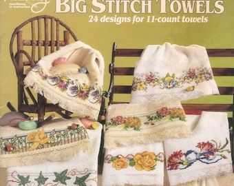 Cross Stitch Borders Patterns, Big Stitch Towels, Counted Cross Stitch Pattern Booklet, PDF Instant Download