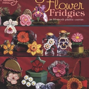 Ulotka z wzorem na plastikowe płótno Flower Fridges, w 10 oczkach, PDF do natychmiastowego pobrania