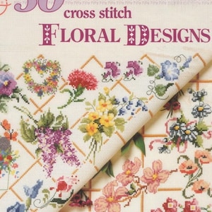 Kruissteek bloemenpatronen, woondecoratie, vintage getelde kruissteekpatroon, bloemen borduurwerk, pdf Instant Download