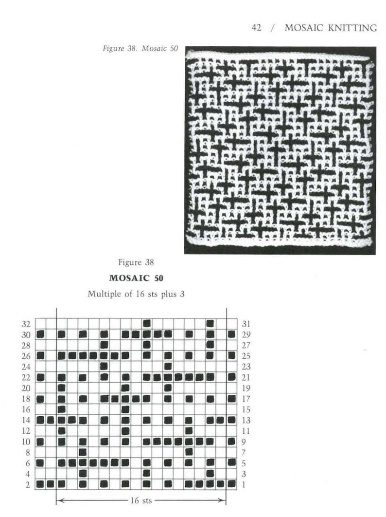 Vintage 380 modèles de tricot mosaïque, tricot mosaïque, livre de schémas de tricot, téléchargement immédiat PDF image 7