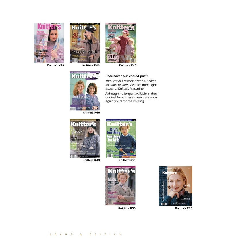 Knitting Magazine, Arans & Celtics, The Best of Knitter's Magazine, PDF Instant Download image 2