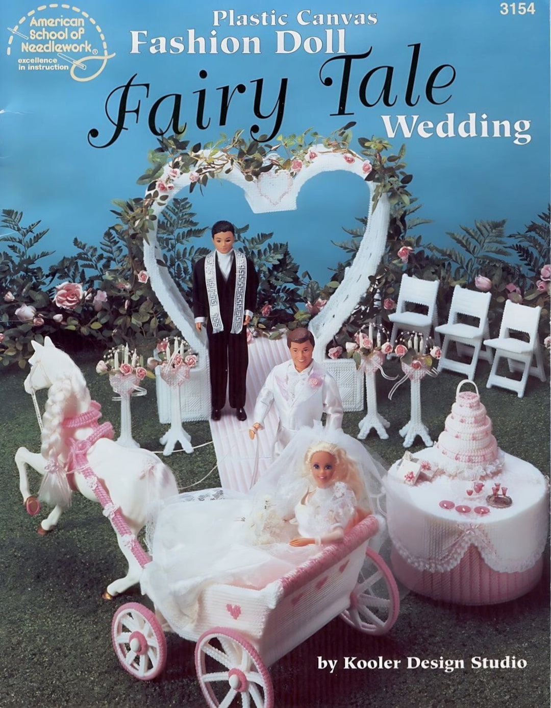 Doll Wedding Design, Vintage Plastic Canvas Pattern Booklet, Fashion Doll Fairy Tale Wedding, PDF Instant Download
