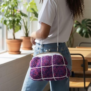 Borsa all'uncinetto con chiusura a bacio: borsa fatta a mano in stile vintage