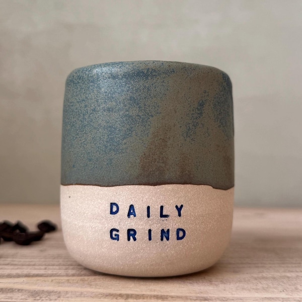 Handmade Ceramic Travel Cup, Flat White, 8oz 250ml Blue, Green, Brown glaze, coffee & tea lover, gift, homewares, coffee cup to go, Bristol