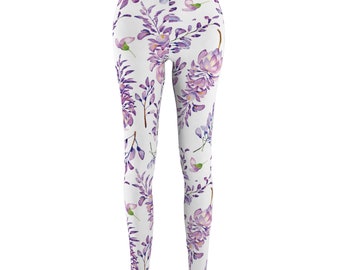 Ladies Leggings Vintage Floral Lavender